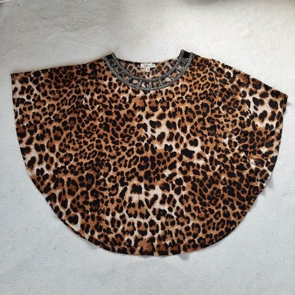 Lavish Tops - Lavish Animal Print Poncho Tunic Shirt Size M